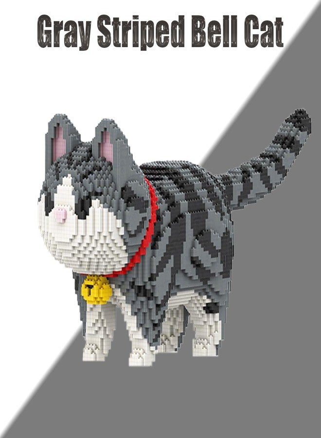 HONLANCH Animal Gray Striped Bell Cat Micro Building Blocks Set（8000PCS） Gift for Adults and Kids - Image 4