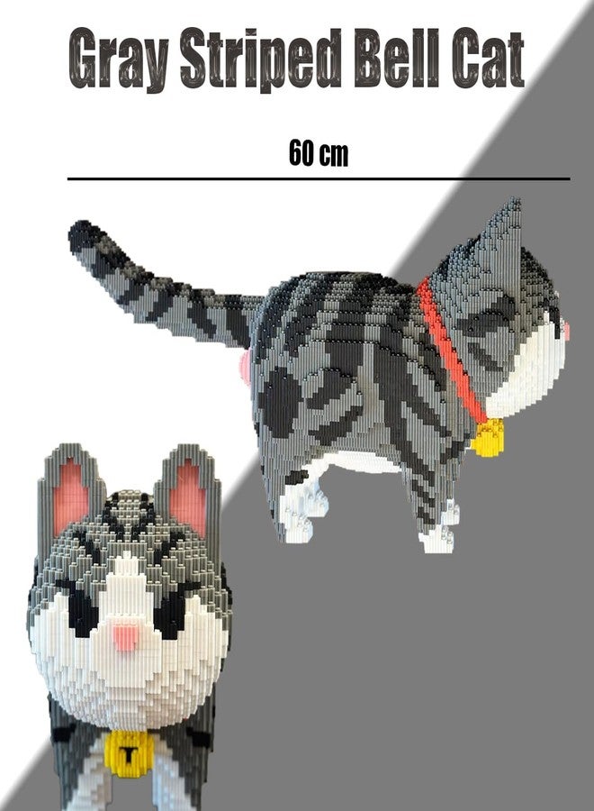 HONLANCH Animal Gray Striped Bell Cat Micro Building Blocks Set（8000PCS） Gift for Adults and Kids - Image 3