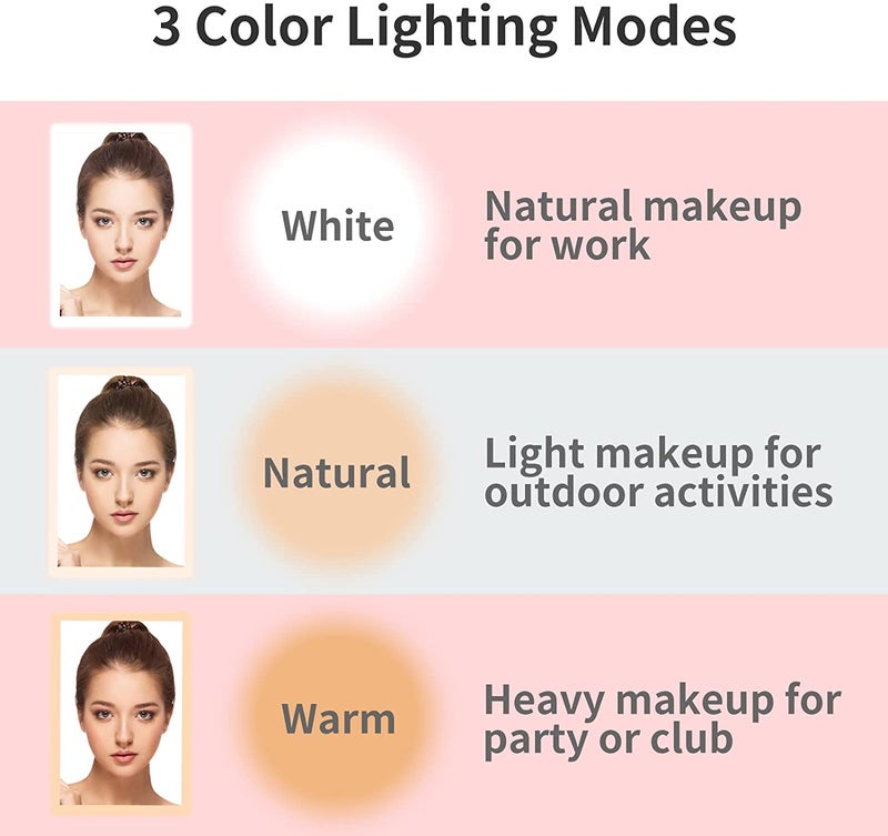 Makeup Mirror , Vanity Mirror with 80 LED Lights, Compact LED Mirror, Portable Cosmetic Mirror with 3 Color Lights, Travel Accessories for Women Rose Gold - Image 2