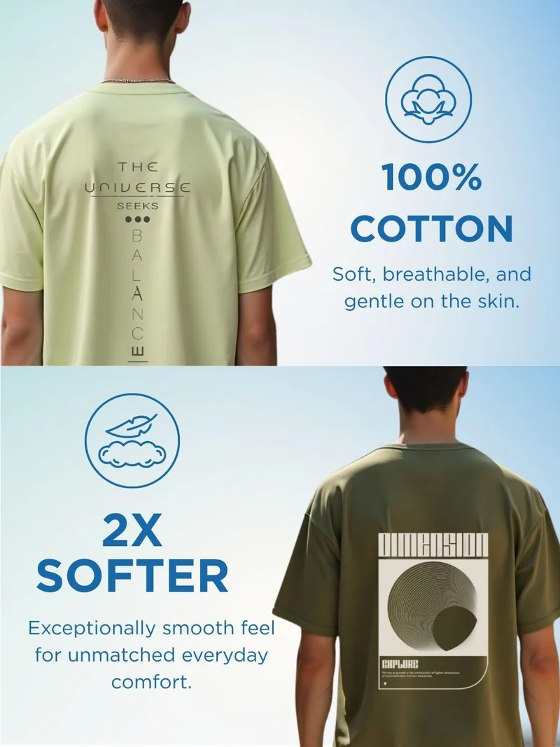 NOBERO  Men's Graphic Print Oversized T-Shirt for Men | Best Price UAE