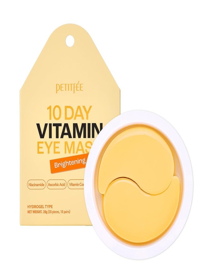 Petitfee 10 DAY Eye Mask Vitamin 20pcs (10pairs) - Brightening Eye Patch, Even Skin Tone with Ascorbic Acid, Vitamin Complex, Glutathione, Niacinamide, travel friendly, lightweight - Image 1