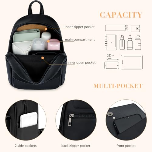 ECOSUSI Mini Backpack for Women Girls Cute Bowknot Small Backpack Purse Ladies Leather Bookbag Satchel Bag, with Charm Tassel Pink - Image 3