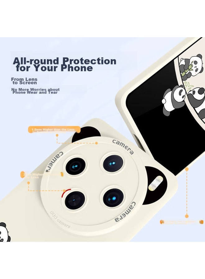 Xp Compatible Vivox300pro Phone Case, Full Lens Protection, Vivox300pro Soft Shell, Heat Dissipation Silicone Cartoon Design, Ultra-thin Shockproof Premium Feel - Antique White Four Pieces Panda - Image 3