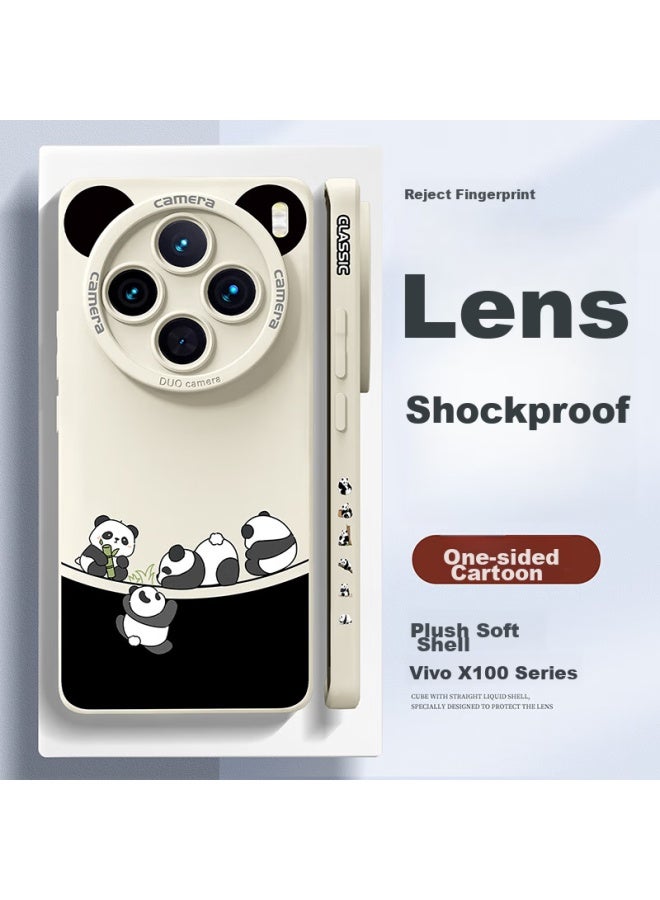 Xp Compatible Vivox300pro Phone Case, Full Lens Protection, Vivox300pro Soft Shell, Heat Dissipation Silicone Cartoon Design, Ultra-thin Shockproof Premium Feel - Antique White Four Pieces Panda - Image 1