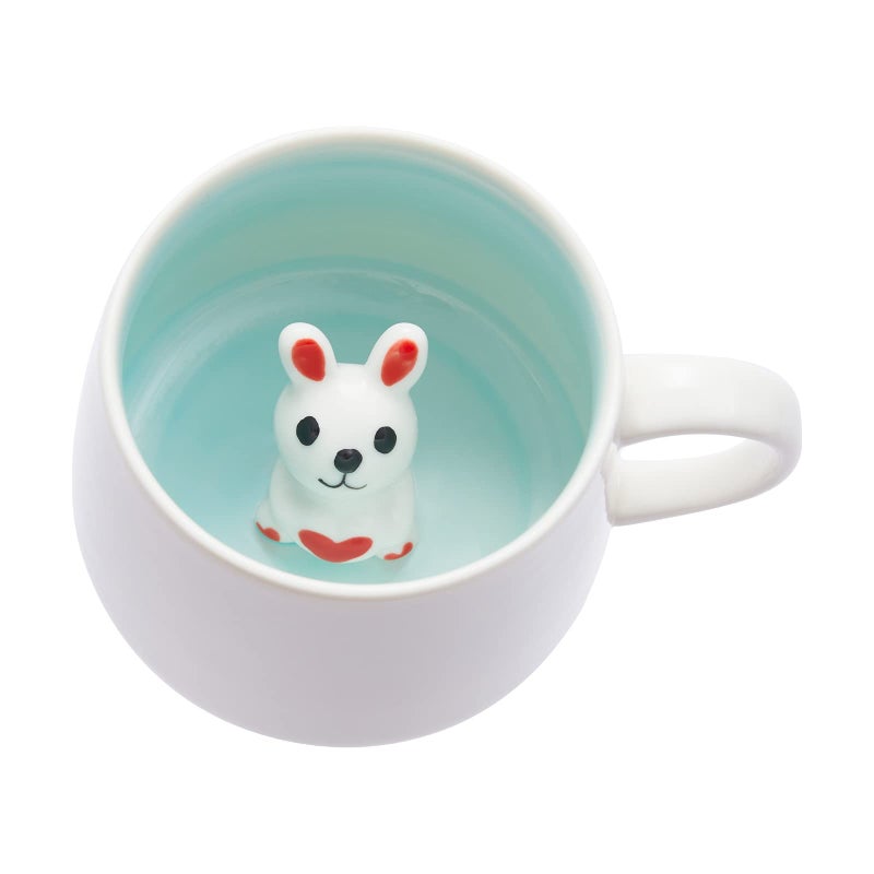 Jeuhoue Rabbit Ceramic Cup Hidden 3D Animal Inside Mug12 oz Lovely Mug for Christmas Birthday Valentines Day Gifts Surprise Gifts for Friends and FamiliesRabbit 12oz
