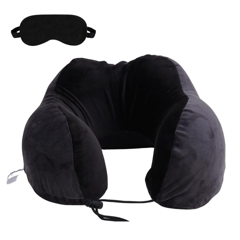 Ashtron Ashtron Premium Neck Pillow with Eye Mask for Travel Comfort Car Neck Rest Car Pillow Flight and Train Accessory Pillow for Neck Pain Relief Neck Pillow for Sleeping - Image 1