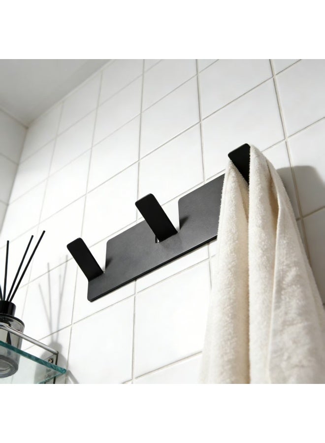 Smart Storage Aluminum Wall Mounted Holder Hanger with Multi Hooks – Bathroom & Kitchen Organizer Black. - Image 1