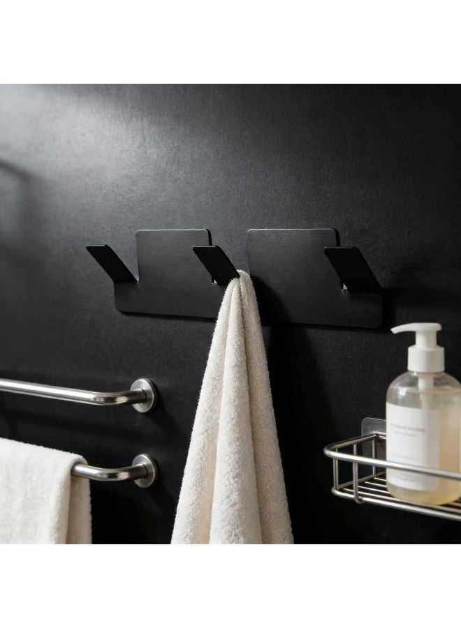 Smart Storage Aluminum Wall Mounted Holder Hanger with Multi Hooks – Bathroom & Kitchen Organizer Black. - Image 4