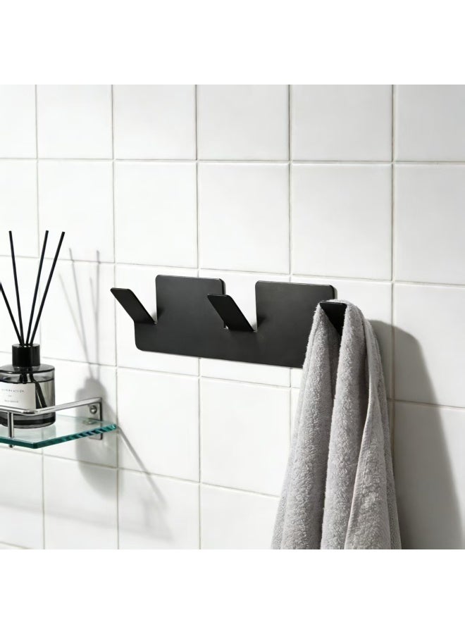 Smart Storage Aluminum Wall Mounted Holder Hanger with Multi Hooks – Bathroom & Kitchen Organizer Black. - Image 2