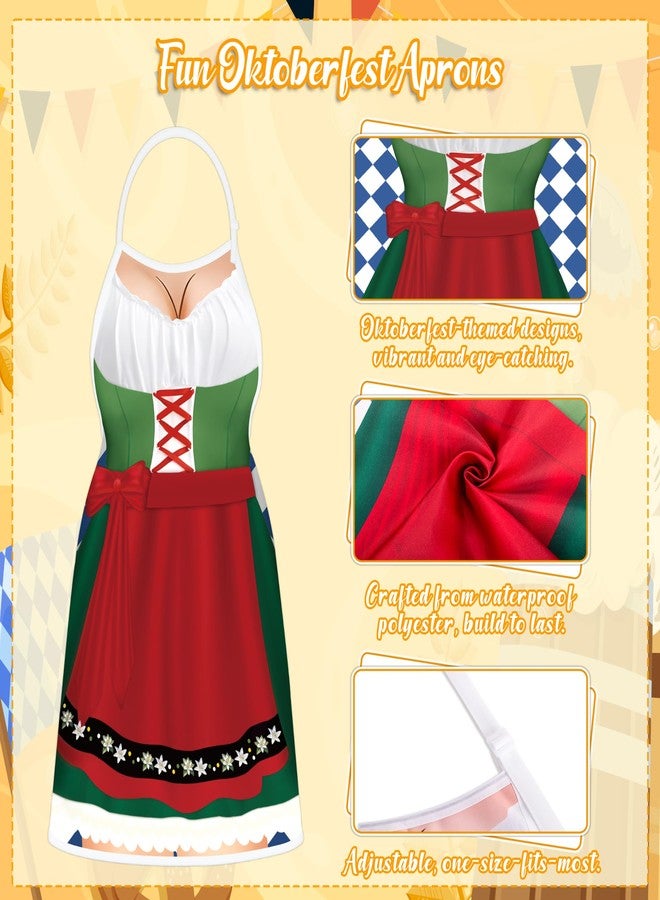Freesdai Oktoberfest Decorations Aprons: German Party Funny Apron for Couples Women Men Ladies, Green - Image 5