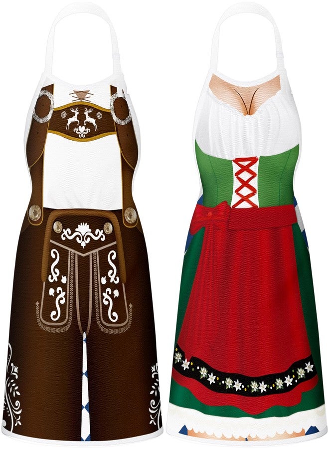 Freesdai Oktoberfest Decorations Aprons: German Party Funny Apron for Couples Women Men Ladies, Green - Image 1