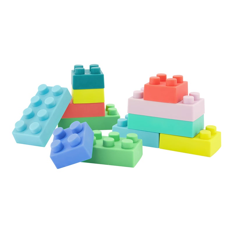 Infantino Super Soft Building Blocks, Easy-to-Hold for Babies & Toddlers, BPA-Free, Multi-Colored, 12-Piece Set - Image 1