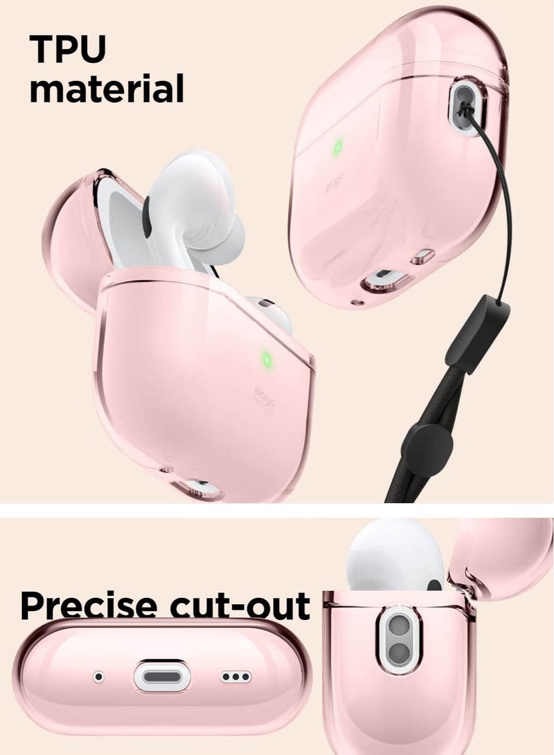 Elago Clear for AirPods Pro 2 Case Cover with Strap - Lovely Pink - Image 3