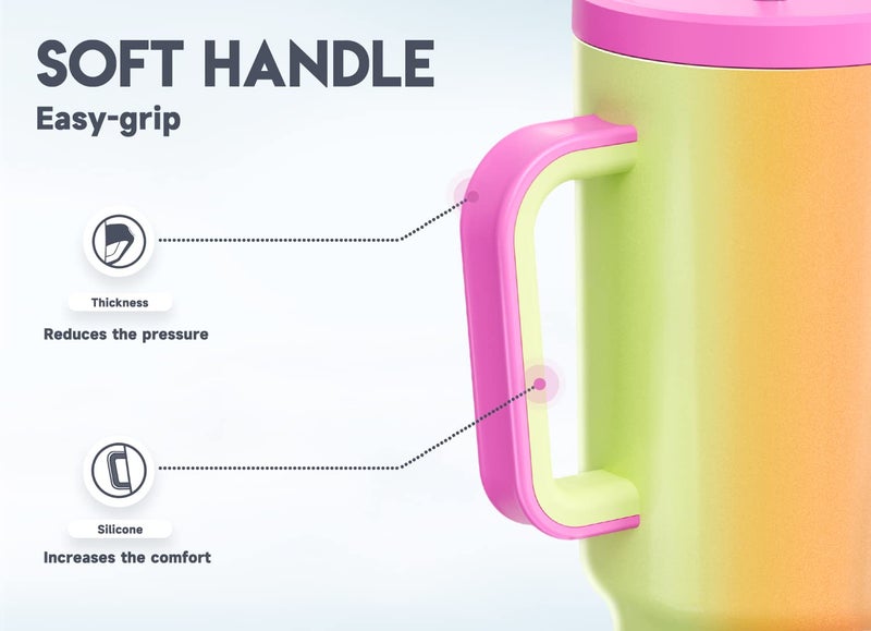 Meoky 40oz Tumbler with Handle  Leak-proof Lid and Straw  Insulated Coffee Mug Stainless Steel Travel Mug  Keeps Cold for 34 Hours or Hot for 10 Hours (Carnival) - Image 4