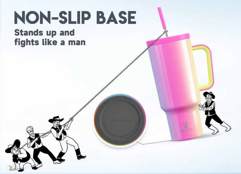 Meoky 40oz Tumbler with Handle  Leak-proof Lid and Straw  Insulated Coffee Mug Stainless Steel Travel Mug  Keeps Cold for 34 Hours or Hot for 10 Hours (Carnival) - Image 5