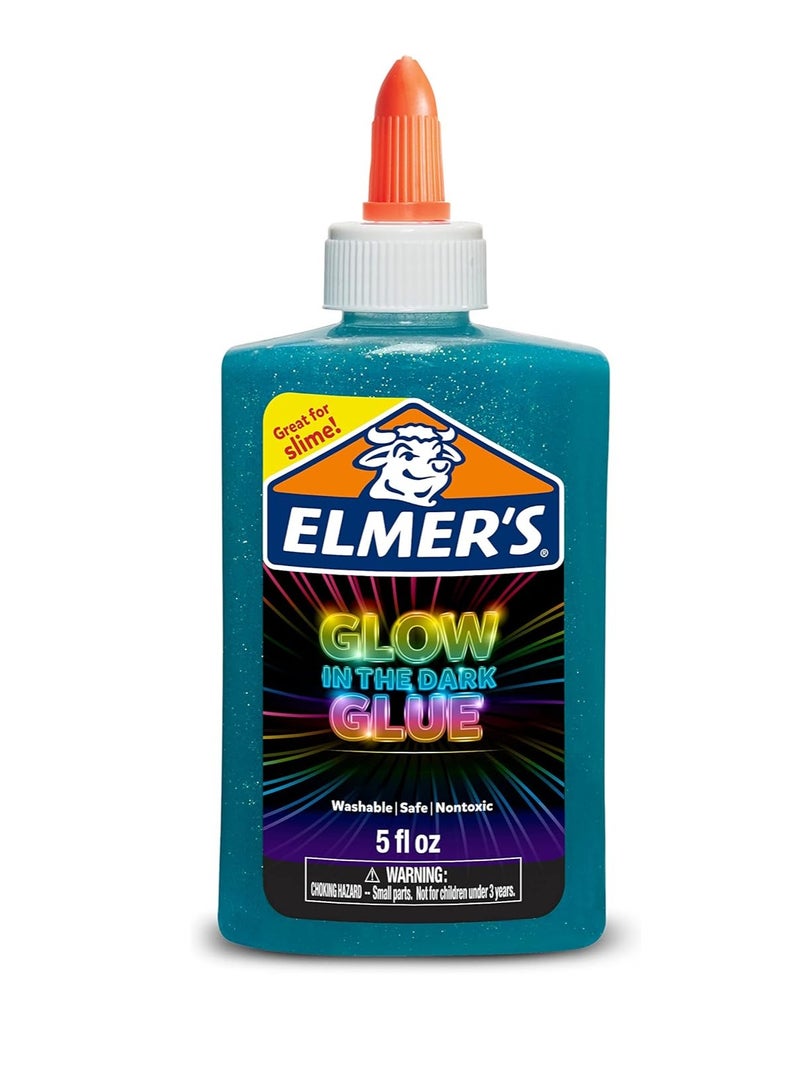 إلميرز غراء إلمر السائل المتوهج في الظلام باللون الأزرق 147 مل قابل للغسل وصديق للأطفال - Image 2