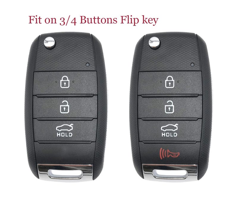 vurbemes TPU Key Fob Cover Case with Keychain fit for Kia Sorento Sportage Rio Soul Forte Optima Carens Picanto Folding Flip Keyless Entry Key Fob (Black) - Image 2