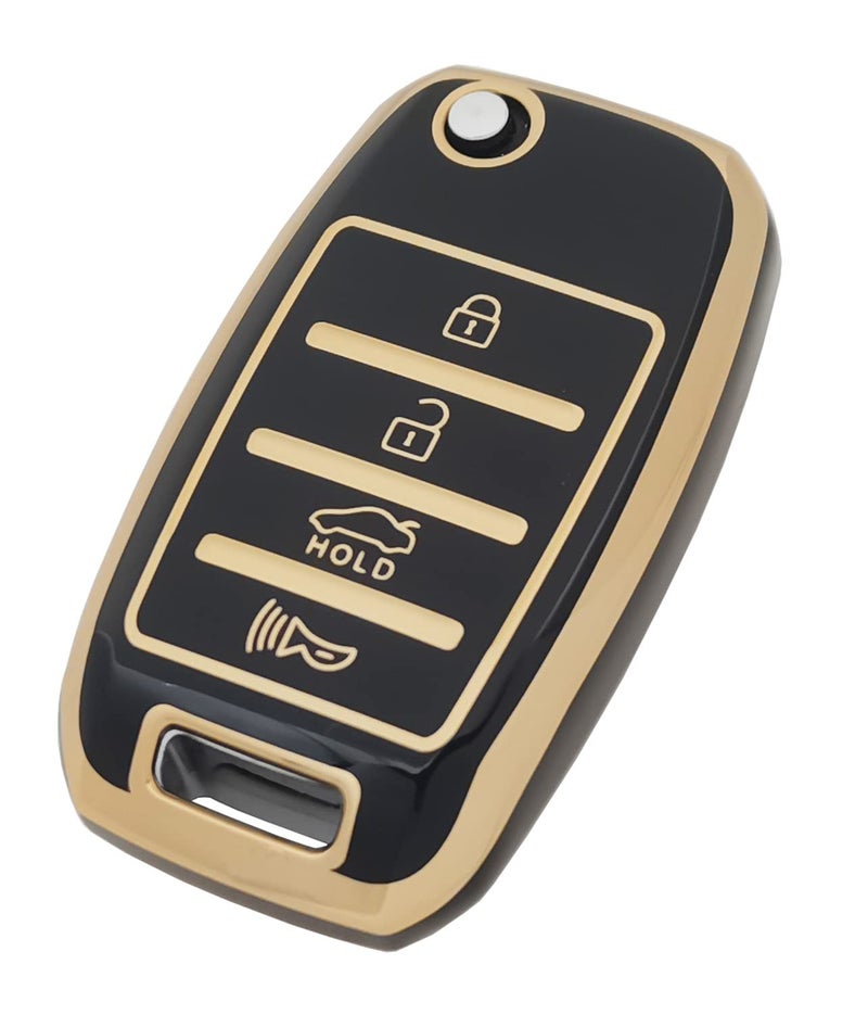 vurbemes TPU Key Fob Cover Case with Keychain fit for Kia Sorento Sportage Rio Soul Forte Optima Carens Picanto Folding Flip Keyless Entry Key Fob (Black) - Image 5