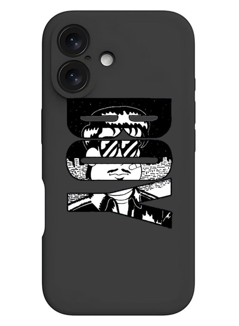 iPhone 16 Black Protective Slim Fit Case Liquid Silicone Cover with Full Body Protection Anti-Scratch Shockproof Case For iPhone - Boy