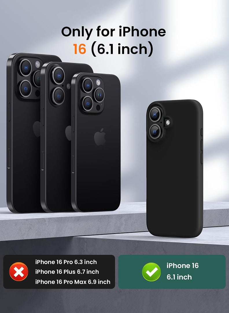 iPhone 16 Black Protective Slim Fit Case Liquid Silicone Cover with Full Body Protection Anti-Scratch Shockproof Case For iPhone - Boy