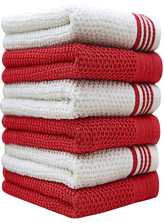 Bumble Towels Premium Kitchen Towels (16”x 28”, 6 Pack) - Large Cotton Kitchen Hand Towels - Weft Insert Design - 380 GSM Highly Absorbent Tea Towels Set with Hanging Loop (Red) - Image 1
