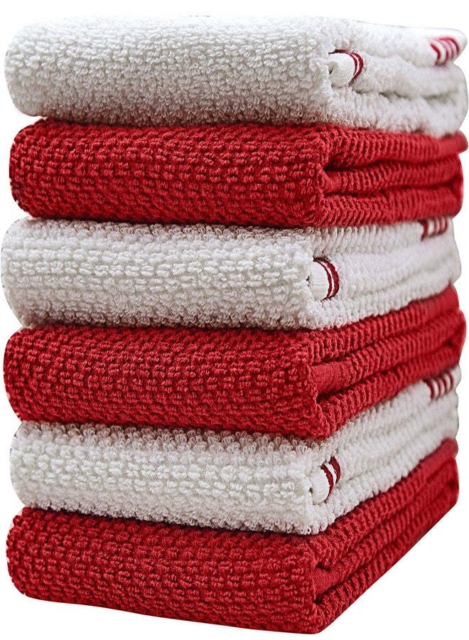 Bumble Towels Premium Kitchen Towels (16”x 28”, 6 Pack) - Large Cotton Kitchen Hand Towels - Weft Insert Design - 380 GSM Highly Absorbent Tea Towels Set with Hanging Loop (Red) - Image 3