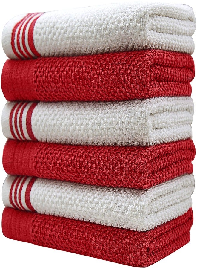 Bumble Towels Premium Kitchen Towels (16”x 28”, 6 Pack) - Large Cotton Kitchen Hand Towels - Weft Insert Design - 380 GSM Highly Absorbent Tea Towels Set with Hanging Loop (Red) - Image 5