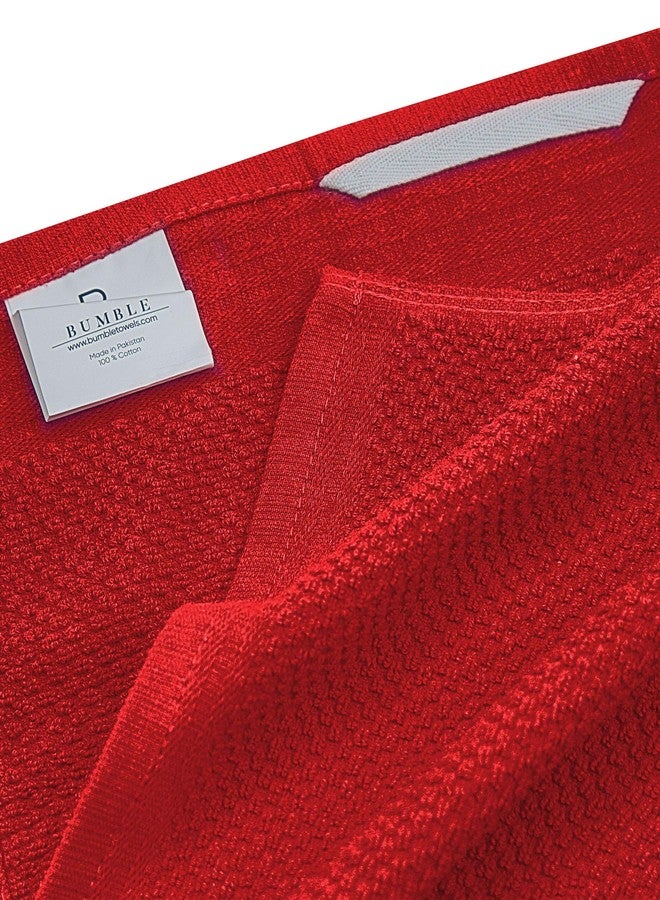 Bumble Towels Premium Kitchen Towels (16”x 28”, 6 Pack) - Large Cotton Kitchen Hand Towels - Weft Insert Design - 380 GSM Highly Absorbent Tea Towels Set with Hanging Loop (Red) - Image 4