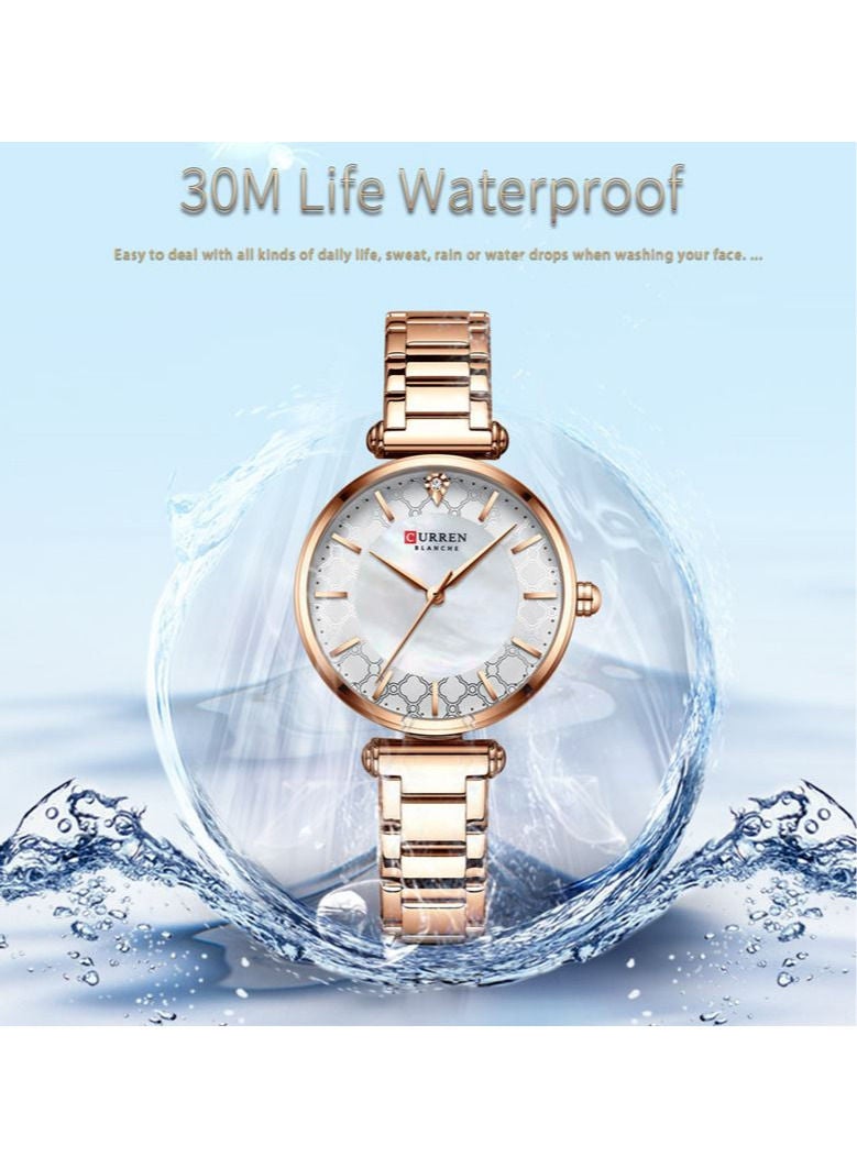 CURREN CURREN Women Watch Top Brand Luxury Rose Gold Female Waterproof Clock Mesh Stainless Steel Bracelet Ladies Wristwatch Gift 9072 - Image 1