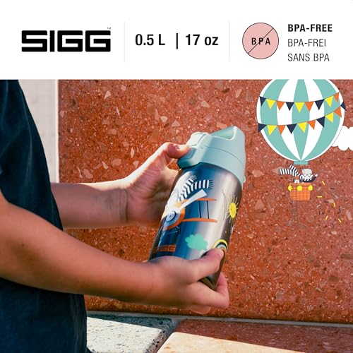 Sigg Stainless Steel Kids Water Bottle Shield One Fly Away Suitable For Carbonated Beverages Leakproof Lightweight BPA Free Brushed with Helicopter 17 Oz - Image 3