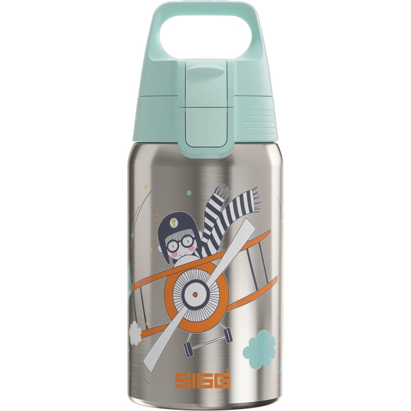 Sigg Stainless Steel Kids Water Bottle Shield One Fly Away Suitable For Carbonated Beverages Leakproof Lightweight BPA Free Brushed with Helicopter 17 Oz - Image 2