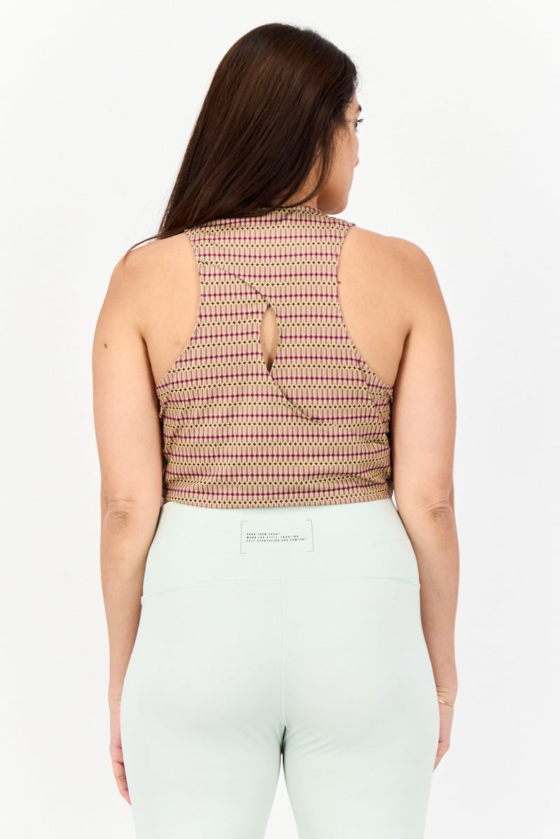 Adidas Women Slim Fit Sleeveless Yoga Crop Top, Multicolor  - Image 2