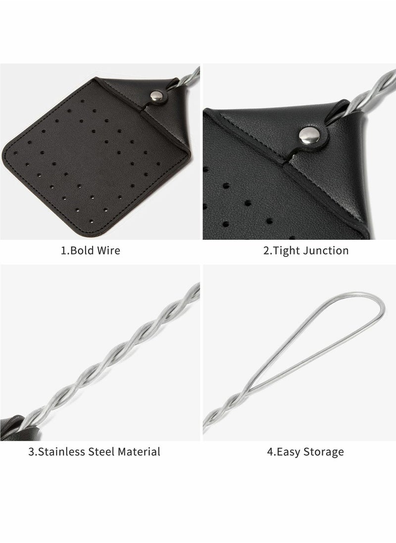 Generic - Sturdy Leather Fly Swatter - 17” Heavy Duty Flyswatter with Durable Metal Handle, Rustic Bug Swatter for Flies, Bees, and More - Black, 2 Pack - Image 1