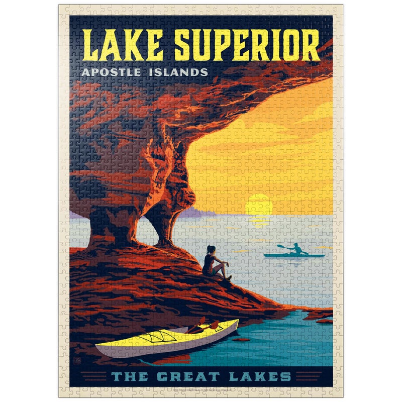 MyPuzzle.com MyPuzzle Great Lakes Lake Superior Vintage Poster Premium 1000 Piece Jigsaw Puzzle for Adults - Image 3