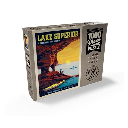 MyPuzzle.com MyPuzzle Great Lakes Lake Superior Vintage Poster Premium 1000 Piece Jigsaw Puzzle for Adults - Image 5