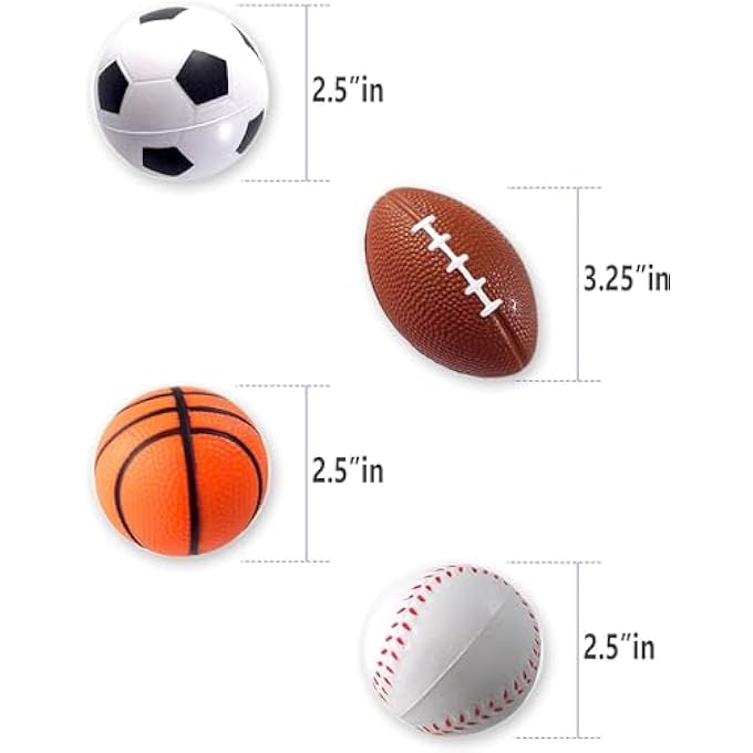 YLmeet Children's Mini Sports Ball Party Favourite Toys (Pack of 12) - Squeeze Foam for Stress Relief, Anxiety Relief, and Relaxation (soccer) - Image 4