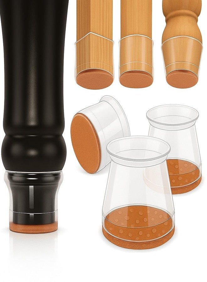 BLACK PANDA [10 Pack] Silicone Chair Leg Floor Protectors with Felt Pads – Clear Furniture Leg Caps for Wood Floors, No Scratch, No Noise, Stretchable Fit for Round/Square/Irregular Chair Legs - Image 1