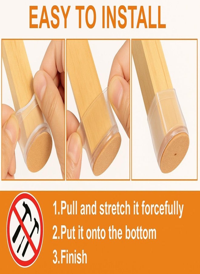 BLACK PANDA [10 Pack] Silicone Chair Leg Floor Protectors with Felt Pads – Clear Furniture Leg Caps for Wood Floors, No Scratch, No Noise, Stretchable Fit for Round/Square/Irregular Chair Legs - Image 4