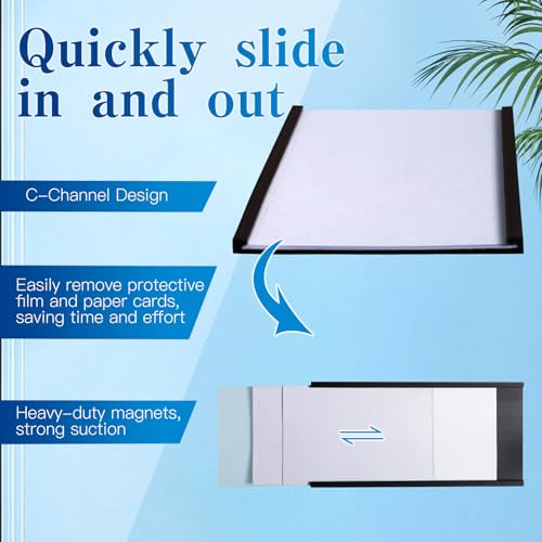 Loccmat 60 Pcs Magnetic Label Holders,4 x 2 in C Channel Magnetic Data Card Holders with Clear Plastic Protectors and White Paper Inserts,Reusabel Magnet Name Tags for Shelf,Whiteboard - Image 4