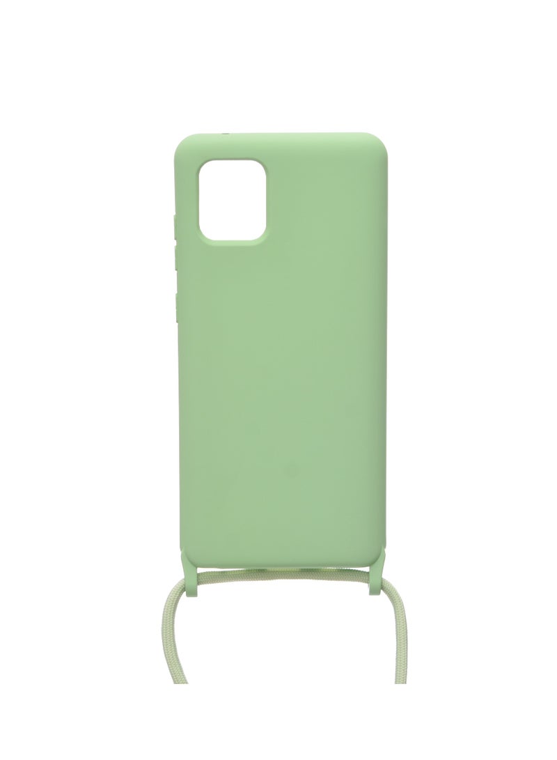 Silicone Back Phone Protection Cover With Fabric Strap And Safety Edges For Samsung Galaxy A81/Note 10 Note / M60S - Mint  - Image 2