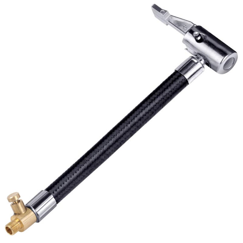 Air Inflator Hose: 10cm Deflated Black Durable Flexible Material - 100% Factory Tested Leakproof Thumb Press Operation Tire Inflator Hose for Bike Motorcycle Car Tire Fill - Image 1