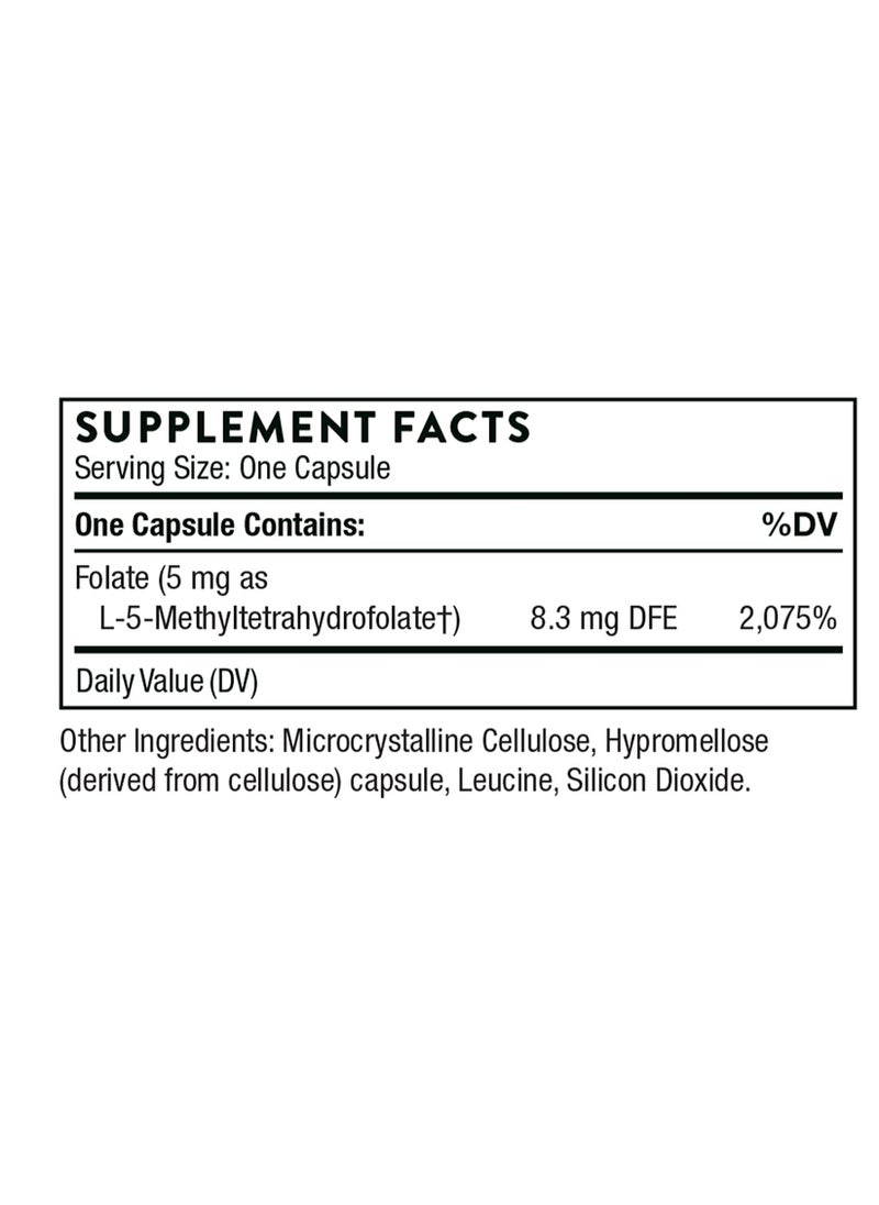 Thorne - 5-MTHF 5 mg - Methylfolate Dietary Supplement - 60 Capsules - Image 1