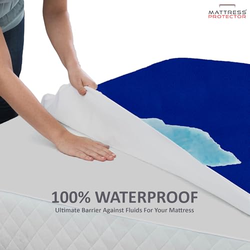 Mattress Protector for King Size Bed 78x84 Inch (6.5x7 ft) – Breathable & Hypoallergenic Fitted Bed Cover, Ultra-Soft Cotton-Feel Terry Waterproof Mattress Protector Double Bed- Royal Blue - Image 4