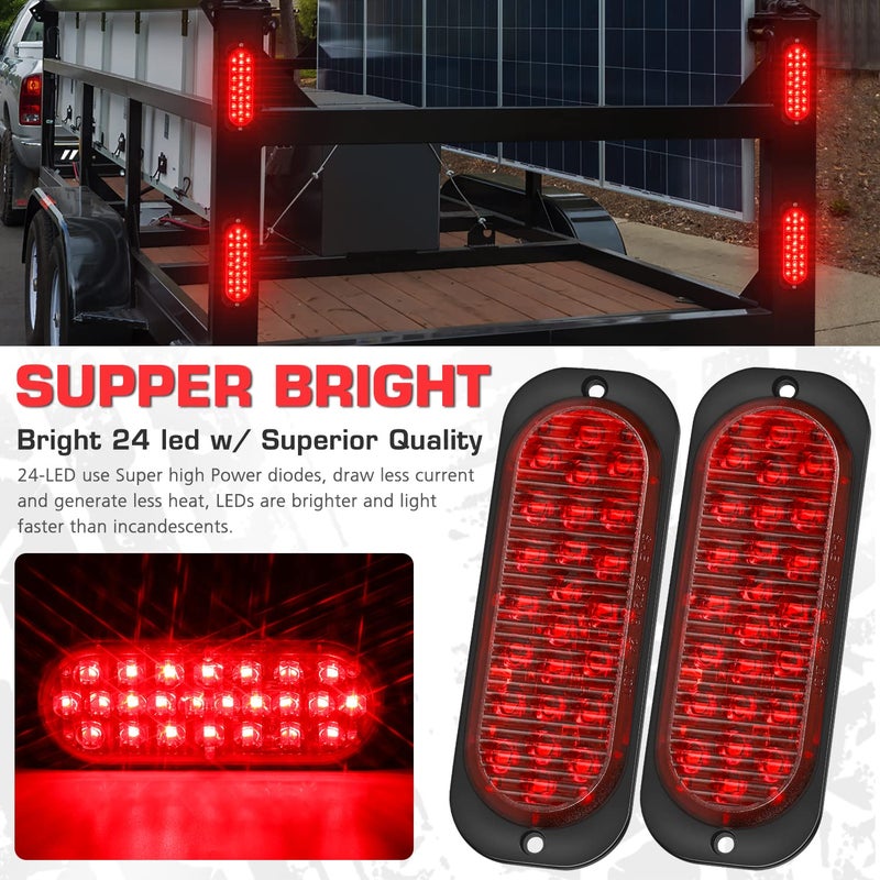 LINKITOM Oval Aluminum Housing Ultra Slim Trailer Lights, 24-LED Brake Turn Signal Side Marker Tail Lights for Boat Trailer Truck RV[Surface Mount] [DOT Certified] [IP67] - Image 3