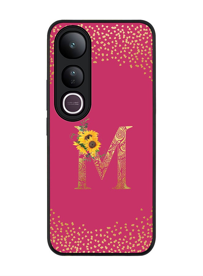 Stylizedd For vivo V50 Lite Case,Slim fit Camera Protection, Shockproof Thin Phone cover  - Custom Floral Monogram - M ( Deep Pink )