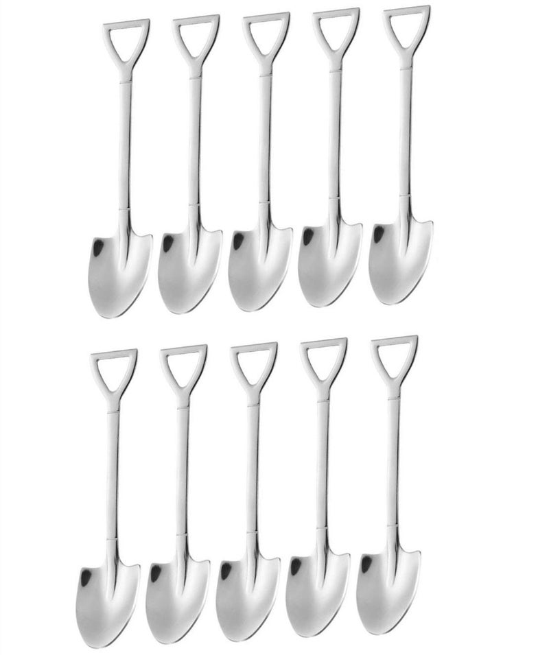 SZLFSX 10 Pack Dessert Spoon 6 inch Shovel Shape Stainless Steel Spoons Ice Cream Fruit Spoon for Home Kitchen or Restaurant - Image 1