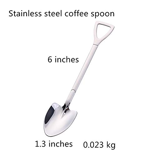 SZLFSX 10 Pack Dessert Spoon 6 inch Shovel Shape Stainless Steel Spoons Ice Cream Fruit Spoon for Home Kitchen or Restaurant - Image 2