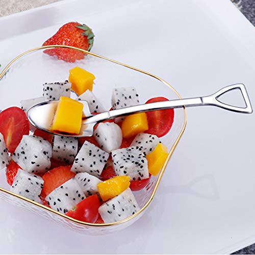 SZLFSX 10 Pack Dessert Spoon 6 inch Shovel Shape Stainless Steel Spoons Ice Cream Fruit Spoon for Home Kitchen or Restaurant - Image 4
