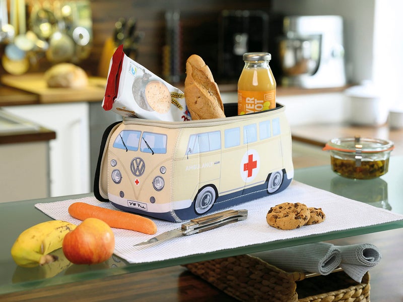 BRISA VW Collection - Volkswagen Neoprene Universal Makeup Cosmetics Toiletry Travel Pharmacy Bag in T1 Bus Design (Ambulance/Beige) (Large (11.8 x 5.5 x 4.7 inches)) - Image 5