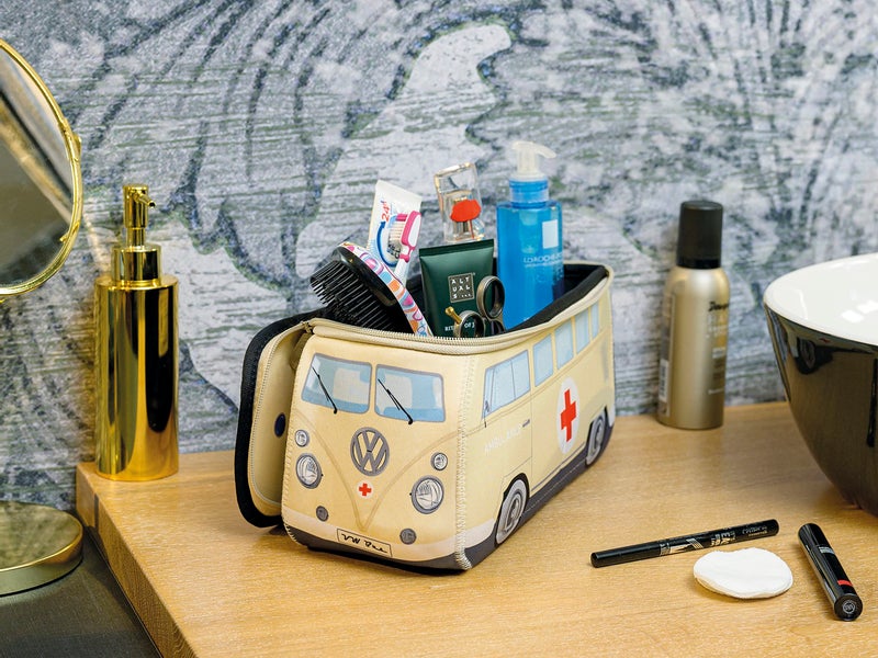 BRISA VW Collection - Volkswagen Neoprene Universal Makeup Cosmetics Toiletry Travel Pharmacy Bag in T1 Bus Design (Ambulance/Beige) (Large (11.8 x 5.5 x 4.7 inches)) - Image 4